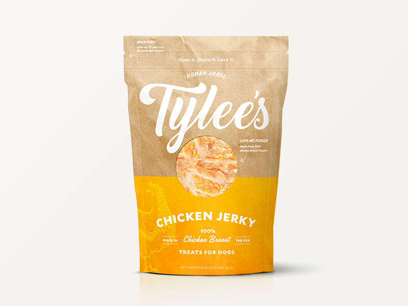 Tylee's Dog Jerky Concepts artisan bag chewy chicken dog food jerkey packaging photoshop typography
