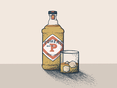 Powers Irish Whiskey alcohol bottle design drink glass graphic design ice illustration powers typography whiskey