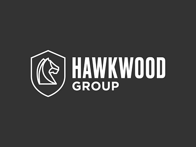 Hawkwood Group Logo branding design graphic design horse icon identity line logo mark monoline shield type typography