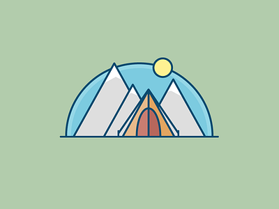 Camping Illustration camp camping design graphicdesigner icon illustration mountains outline outside tent