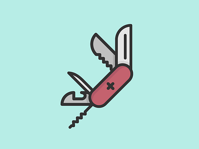 Knife army flat icon icons illustration knife lines swiss vector