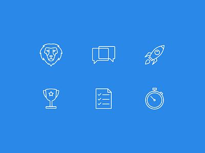 Icon Set communication design flat icon icons illustration line lion rocket vector