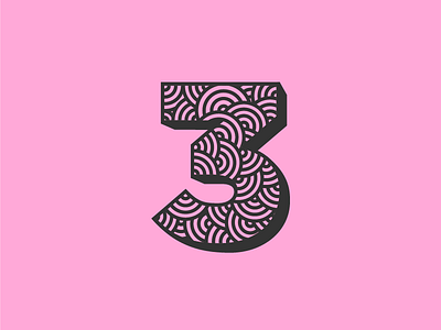 3 3 geometric lines number pattern pink three type typography vector