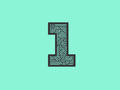 1 1 geometric lines number one pattern type typography vector