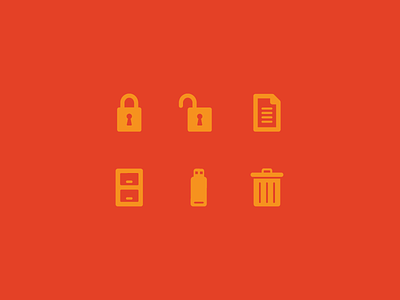 Security Icons design files flash drive flat icon illustration line lock security trash vector