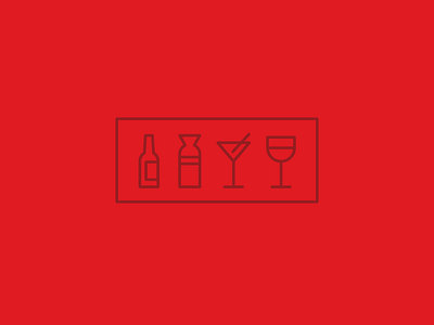 Happy Hour alcohol bar beer drink icon illustration lines martini red sake vector wine