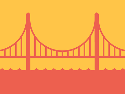 Bridge #1 bridge flat golden gate illustration minimalist red san francisco simple suspension water yellow