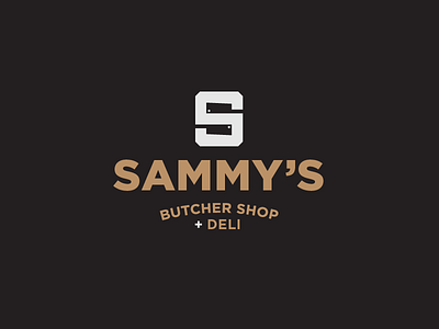 Sammy's Logo brand branding butcher cleaver deli icon illustration knife logo mark negative space restaurant