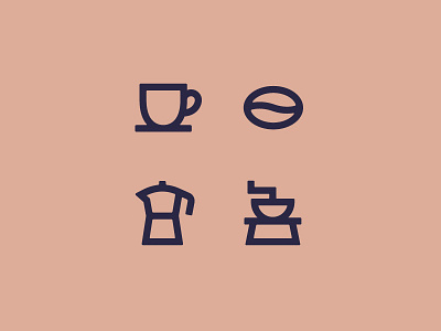 Coffee Icons pt. 2 beans coffee drinks grinder icon icons illustration lines mug percolator simple