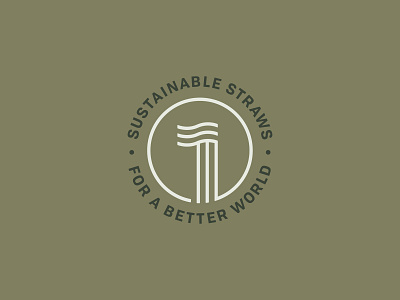 Reusable Straw Badge brand branding design environment flag graphic design icon identity line lines logo mark natural straw vector wave