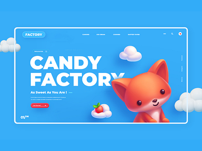 Candy Factory UI candy website fox graphic design logo playful ui web web design website design