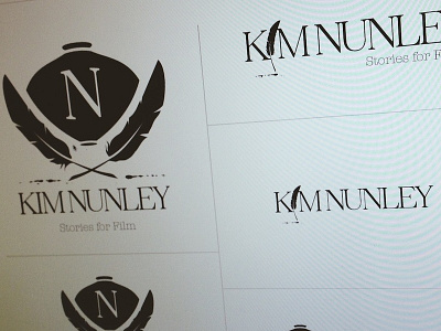 Kim Nunley (screenwriter) - branding & identity design brand branding feather film identity logo movies pen quill screen writer