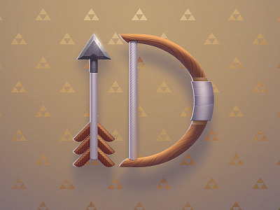 Bow & Arrow bow d gold letter a day nerdy riotvisualdesign triforce zelda