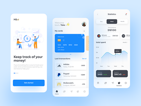 Mobile banking app concept by Tako Chkhikvadze for Ascended on Dribbble