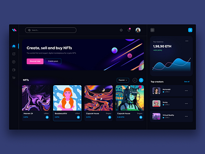 NFT market dashboard altersoft crypto dashboard ui graphic design interface marketplace minimal nft art nft market nft marketplace page panel ui