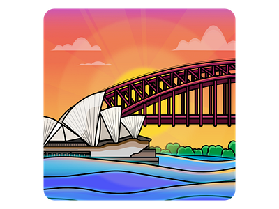 Sydney 2d australia design gradient illustration landscape sydney sydney opera house vector
