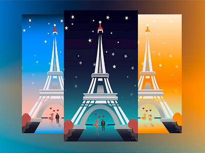 Love In Paris eiffel tower illustration love paris stars vector wallpaper