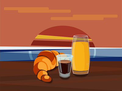 Perfect Start coffee croissant illustration morning sunrise