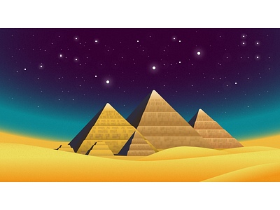 Pyramids Of Giza design egypt gradient graphic design illustration landscape night pyramid sand sky stars vector