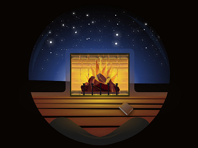 Perspective - Fireplace chill fire fireplace gradient lights meditation night peaceful sky space stars warm