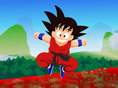 Goku, bis 2d design draw goku illustration meditation vector