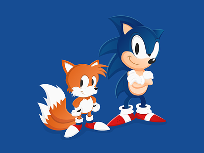 Sonic & Tails 2d design draw fan art gamer illustration sonic vector