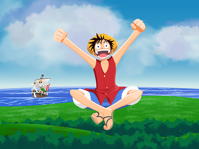 One Piece - Luffy, bis 2d anime art character design draw illustration luffy manga one piece texture vector