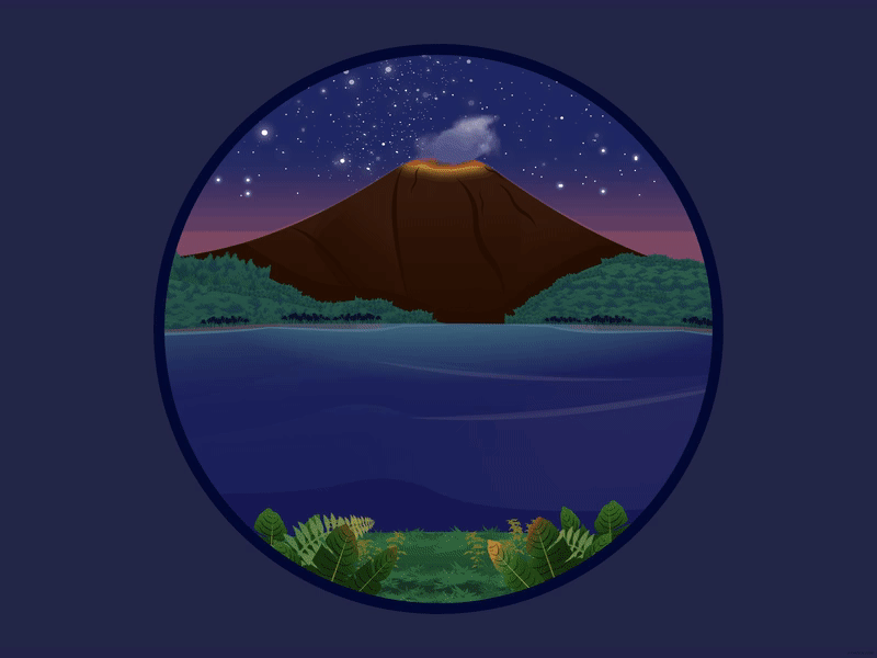 Landscape - Volcano Gif 2d animation design draw gif illustration landscape stars vector volcano