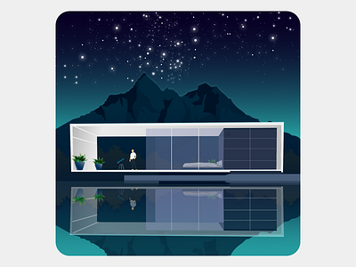 Dreamhouse 2d design draw gradient house illustration landscape sky stars vector