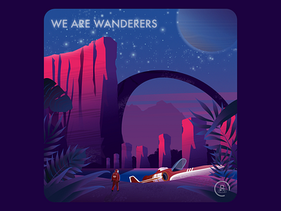Starseeker Serie - We Are Wanderers 2d astronaut design draw gradient illustration landscape scifi space stars vector wanderer