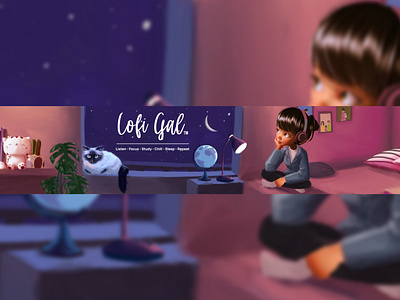 Lofi gal YouTube Banner animation anime artwork artwork banner banner banner design banners graphicdesign youtube youtube banner