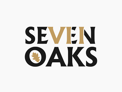 Seven Oaks carpentry design gold logo oak vector