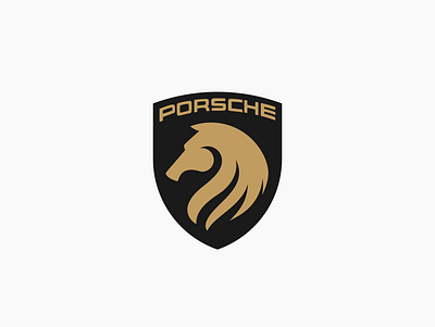 Porsche Logo Redesign brand cars design flat gold icon logo vector