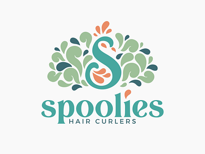Spoolies Hair Curlers brand curls design hair logo peacock vector