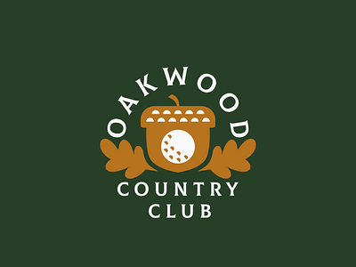 Oakwood Country Club acorn club design flat golf logo vector