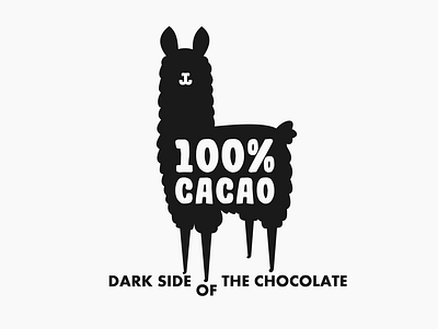 100% CACAO brand chocolate design flat llama logo vector