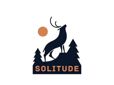 Solitude design elk flat forest logo mountains vacation vector