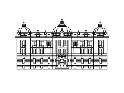 National Museum in Belgrade, Serbia brand design flat geometric icon illustration vector