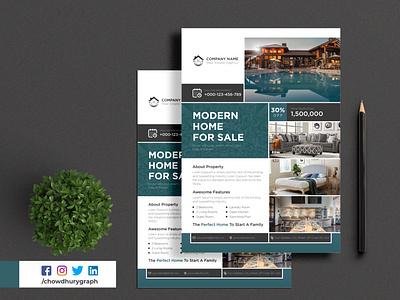 Modern Home Sale Real Estate Flyer Design Template