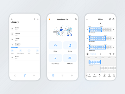 Audio Editor Mobile Apps app debut debuts design flat icon illustration minimal typography ui ux