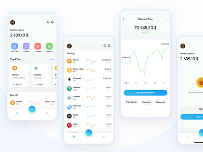 Bitcoin Market App bank bitcoin bitcoins chart coin coins crypto crypto wallet cryptocurrency dashboard design ethereum finance wallet wallet app walletapp