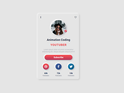 Profile card ui design -Neumorphism Effect animation banner design landing page ui neomorphism neumorphism neumorphism ui ui ui design web design web designer