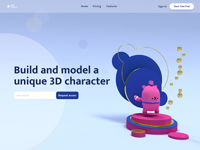 3D matter - Build unique characters 3d landing page adobe xd cinema 4d clean design design landing page rendering ui design ux design