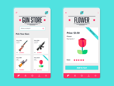 Gun Store 2d app art branding danialnazemi design flat icon illustration logo minimal typography ui ux vector website