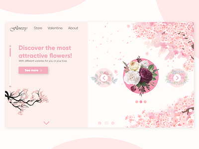 Flowery - Landing Page 2d 3d adobe app art branding danialnazemi design flat graphic icon illustration logo minimal passion pink typography uiux vector website