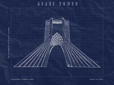 Azadi Tower - Blueprint 2d 3d app blueprint branding danialnazemi design flat graphic graphic design illustration logo minimalisim photoshop tehran textures typography ui uiux vector