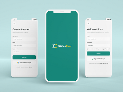 Kitchen Point app UIUX cart categories check out cook details filter homepage kitchen login page meals offers onboarding orders sign up tracking ui