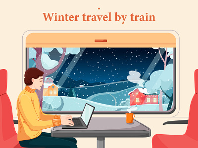 Vector illustration about winter travel