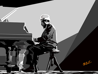 Illustration of Thelonious Monk affinity designer illustration piano