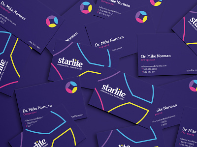 Starlite Chiropractic Business Cards brand identity branding business cards chiropractic injury care color graphic design stationery
